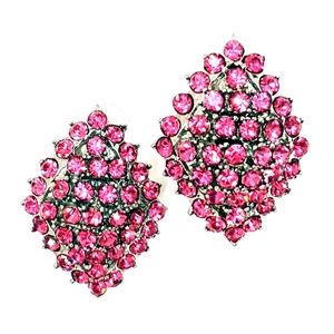 Antique Diamond Shape Pink CZ Earrings